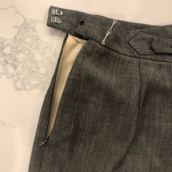 ZAC POSEN Gray Pleated Gathered Side Wrap Mini Skirt SZ 8 Fits 4 - Picture 10 of 12